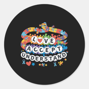 Puzzle Autism Awareness Friendship Bracelet Men Wo Classic Round Sticker