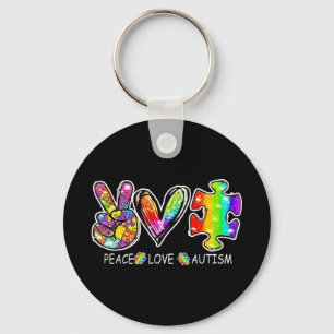 puzzle autism month awareness peace sign, 2nd Apri Key Ring