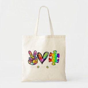 puzzle autism month awareness peace sign, 2nd Apri Tote Bag