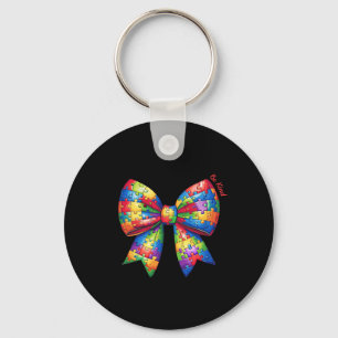 Puzzle Autism Ribbon Coquette Bow Be Kind Autism M Key Ring