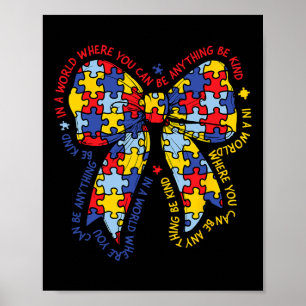Puzzle Autism Ribbon Coquette Bow Be Kind Autism M Poster