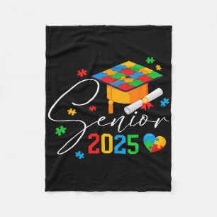 Puzzle Autistic Senior 2025 Autism Graduation Boys Fleece Blanket