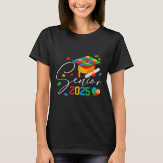 Puzzle Autistic Senior 2025 Autism Graduation Boys T-Shirt