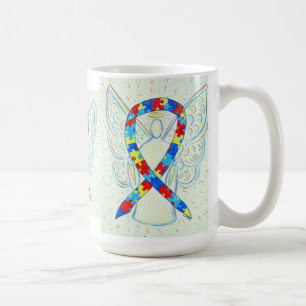 Puzzle Awareness Ribbon Angel Art Mug