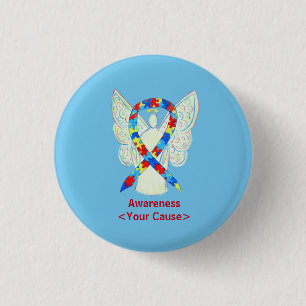 Puzzle Awareness Ribbon Angel Custom Art Pins