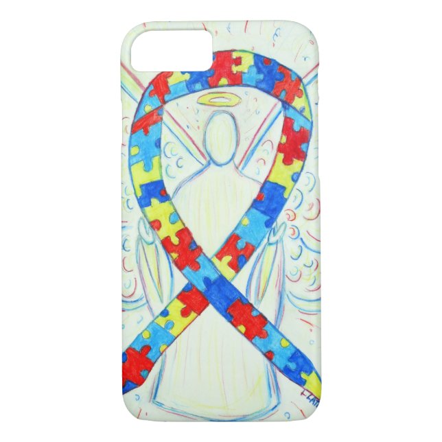 Puzzle Awareness Ribbon Angel Custom iPhone 7 Case (Back)