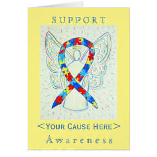 Puzzle Awareness Ribbon Angel Customised Card