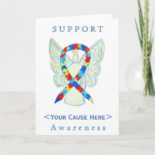 Puzzle Awareness Ribbon Angel Customised Card
