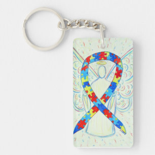 Puzzle Awareness Ribbon Angel Customised Key chain