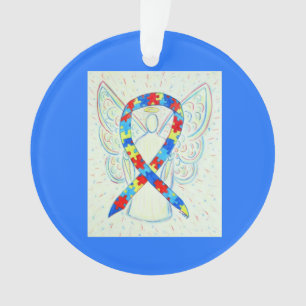 Puzzle Awareness Ribbon Angel Customised Ornaments