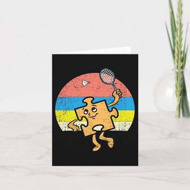 Puzzle Badminton Player Autism Awareness Autistic  Card (Front)