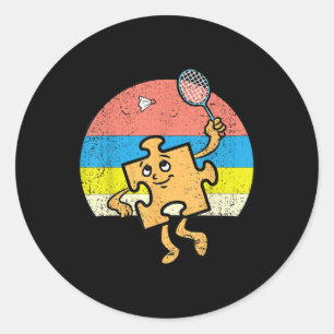 Puzzle Badminton Player Autism Awareness Autistic  Classic Round Sticker