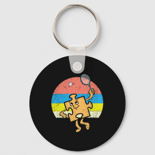 Puzzle Badminton Player Autism Awareness Autistic Key Ring