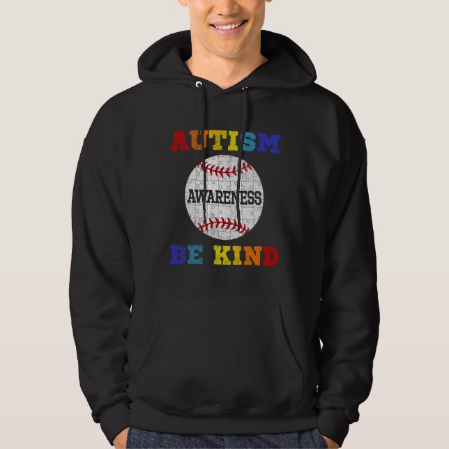 Puzzle Baseball Support Autism Awareness Hoodie (Front)