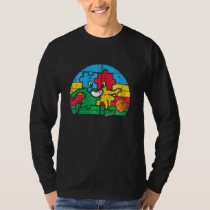 Puzzle Basketball Retro Autism Awareness Sports Bo T-Shirt