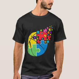 Puzzle Basketball Support Autism Awareness Men Wom T-Shirt