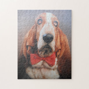 Puzzle Basset Hound In Red Bow Tie