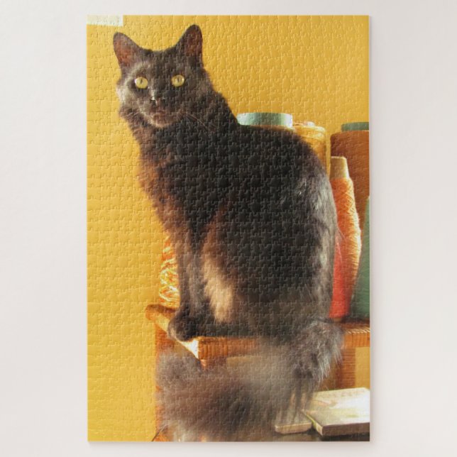 Puzzle - Black Cat and Yarn (Vertical)