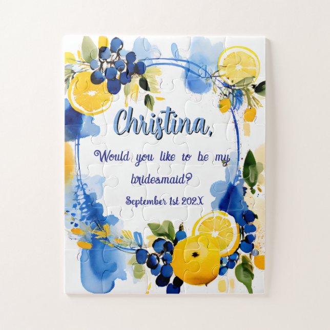 Puzzle bridesmaid invitation (Vertical)