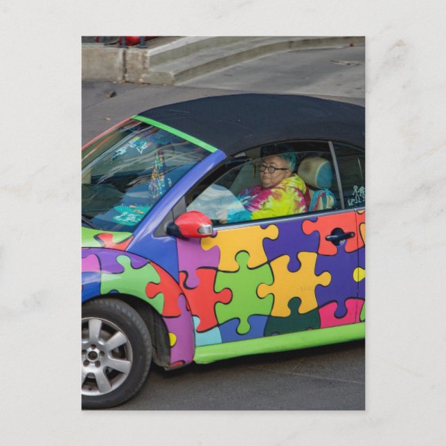 PUZZLE BUG CAR POSTCARD (Front)
