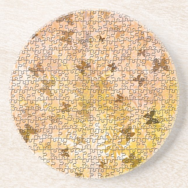 Puzzle Butterflies and Daisies-Browns by STaylor Coaster (Front)