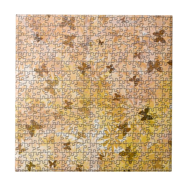 Puzzle Butterflies and Daisies-Browns by STaylor Tile (Front)