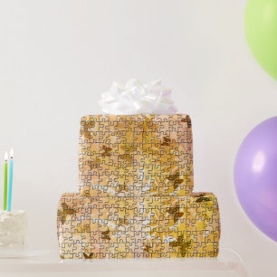 Puzzle Butterflies and Daisies-Browns by STaylor Wrapping Paper
