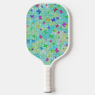 Puzzle Butterflies and Daisies-Colourful by STaylo Pickleball Paddle