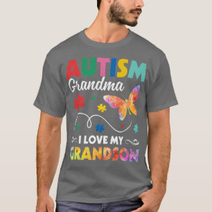 Puzzle Butterfly Autism Grandma I Love My Grandson T-Shirt