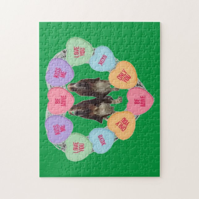 Puzzle Candy Love Hearts With Bassets (Vertical)