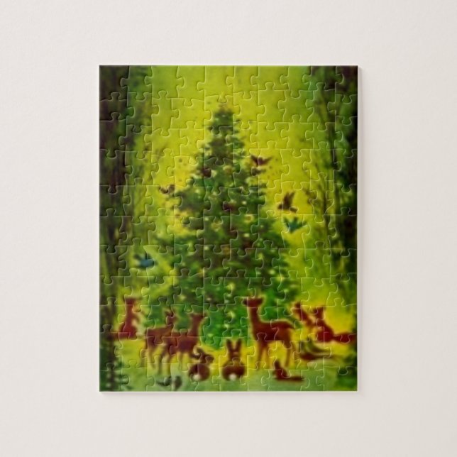 Puzzle, Christmas Gathering Around a Tree Jigsaw Puzzle (Vertical)