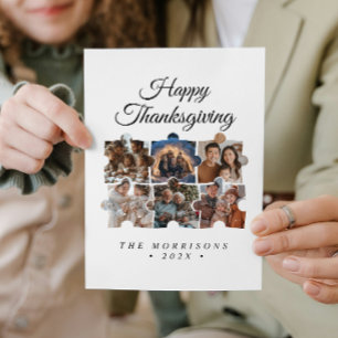 Puzzle Collage 6 Photo Happy Thanksgiving Holiday Card