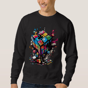Puzzle Cube Exploding Speed Cubing 80's Youth Vint Sweatshirt
