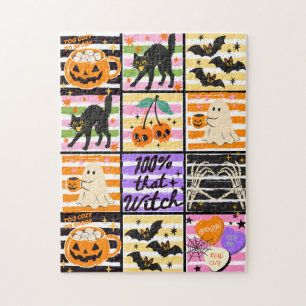 PUZZLE: Cute Pastel Retro Halloween Collage Jigsaw Puzzle