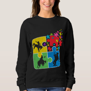 Puzzle Equestrian Support Autism Awareness Men Wom Sweatshirt