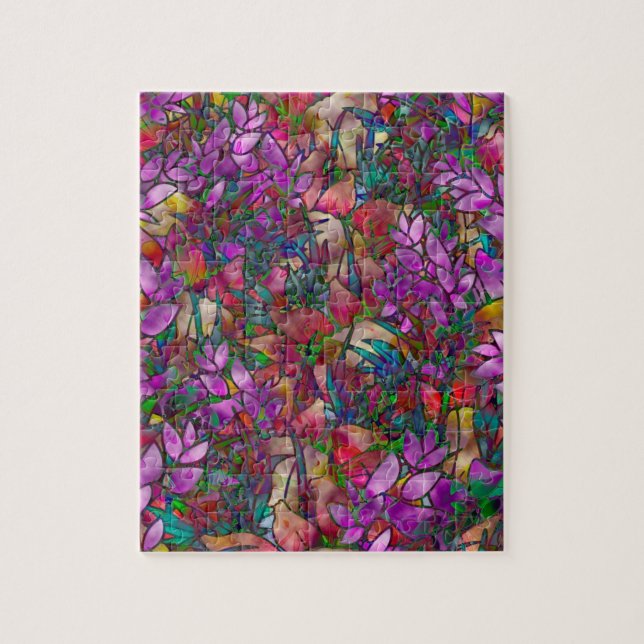 Puzzle Floral Abstract Stained Glass (Vertical)