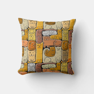 Puzzle Funny Cats House Seamless Cushion