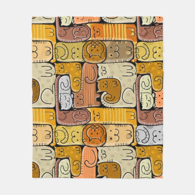 Puzzle Funny Cats House Seamless Fleece Blanket (Front)