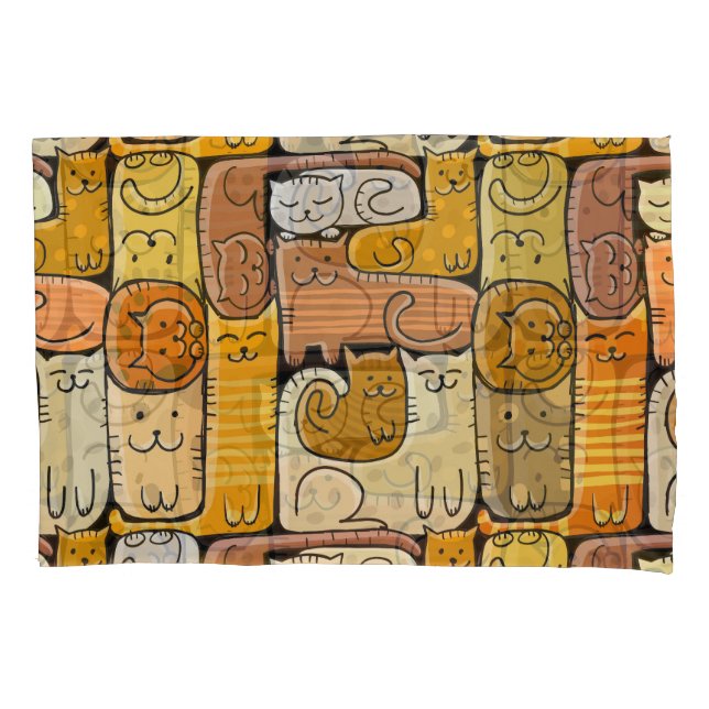 Puzzle Funny Cats House Seamless Pillowcase (Front)