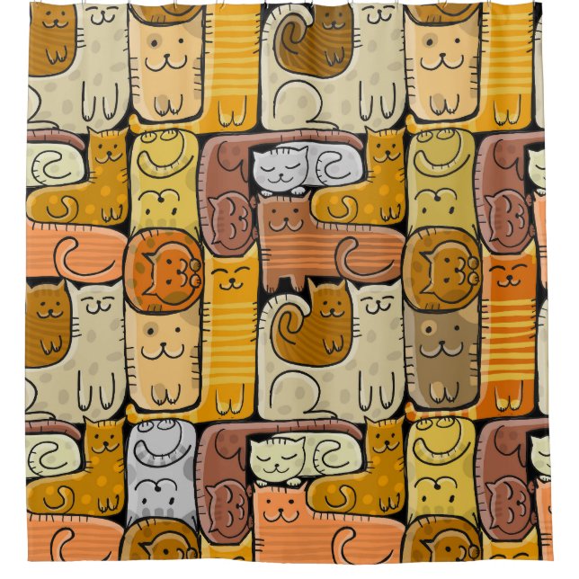 Puzzle Funny Cats House Seamless Shower Curtain (Front)