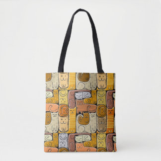 Puzzle Funny Cats House Seamless Tote Bag