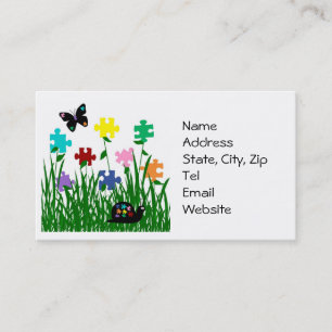 Puzzle garden with insects  business cards