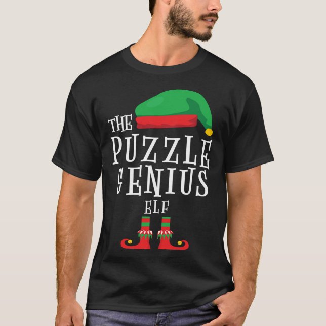 Puzzle Genius Elf Family Matching Christmas Costum T-Shirt (Front)