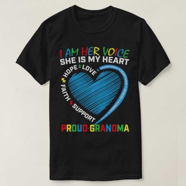 Puzzle Grandma I Wear Blue Granddaughter Autism Aw T-Shirt (Design Front)