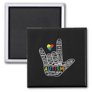 Puzzle Heart ASL Love Sign Language hand Autism Aw Magnet