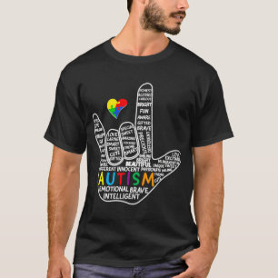 Puzzle Heart Asl Love Sign Language Hand Autism Aw T-Shirt