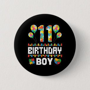 Puzzle Heart Balloons Happy Birthday Autism 11 Yea 6 Cm Round Badge
