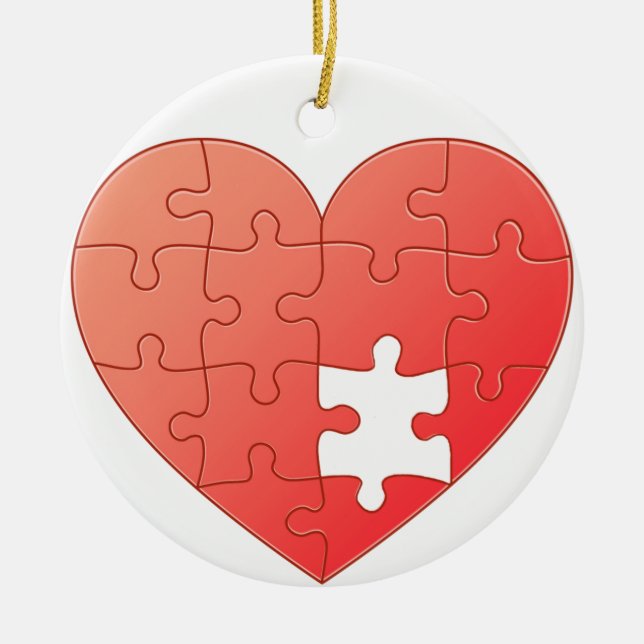 Puzzle Heart Ceramic Tree Decoration (Front)