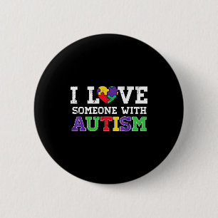Puzzle Heart I Love Someone With Autism Awareness 6 Cm Round Badge