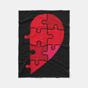 Puzzle Heart Left Half Valentines Bride Groom Fleece Blanket